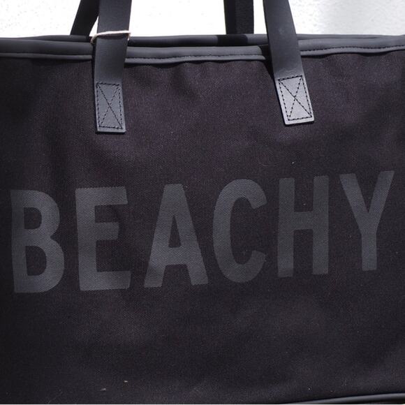 Black Canvas Tote - Beachy beach bag travel bag daily bag well made - Picture 2 of 3